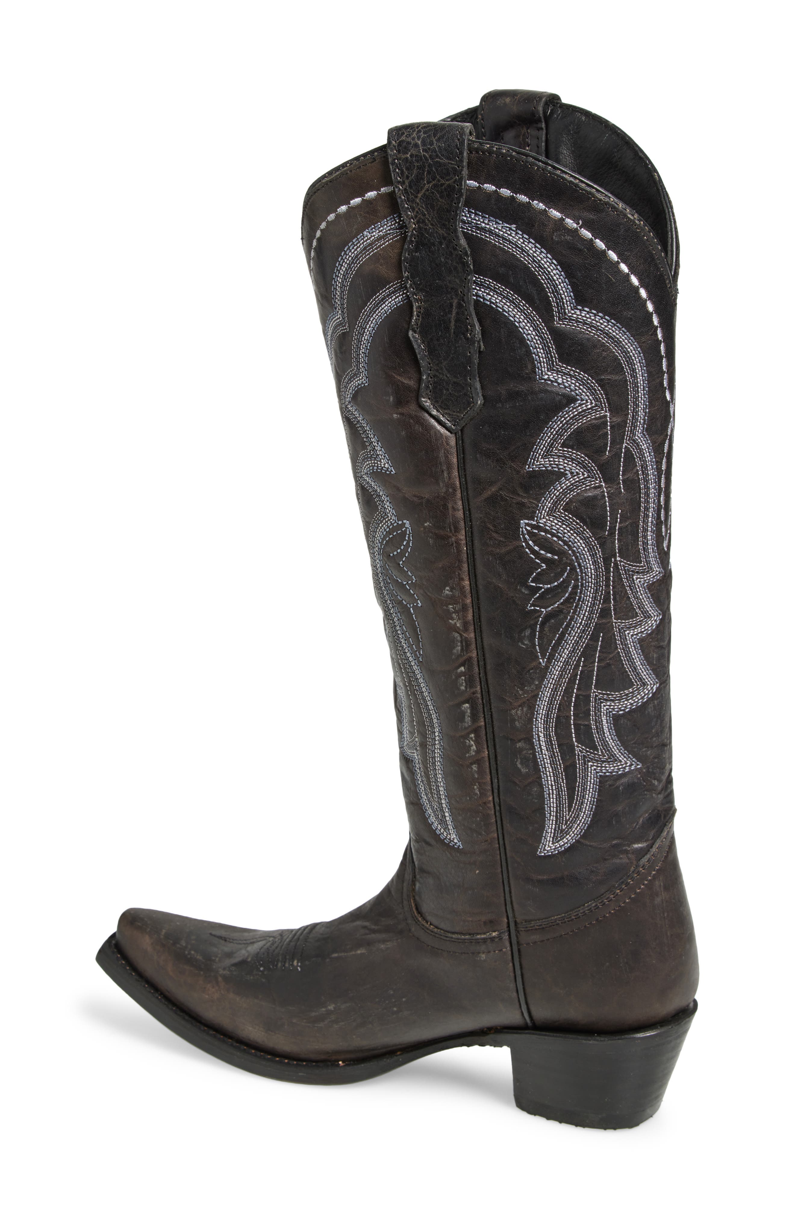 CIRCLE G Contrast Embroidery Tall Western Boot, Alternate, color, Black