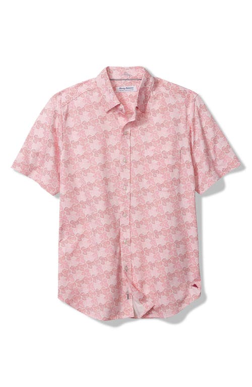 Tommy Bahama San Lucio Tri Leaf Geo Print Islandzone® Short Sleeve Button-up Shirt