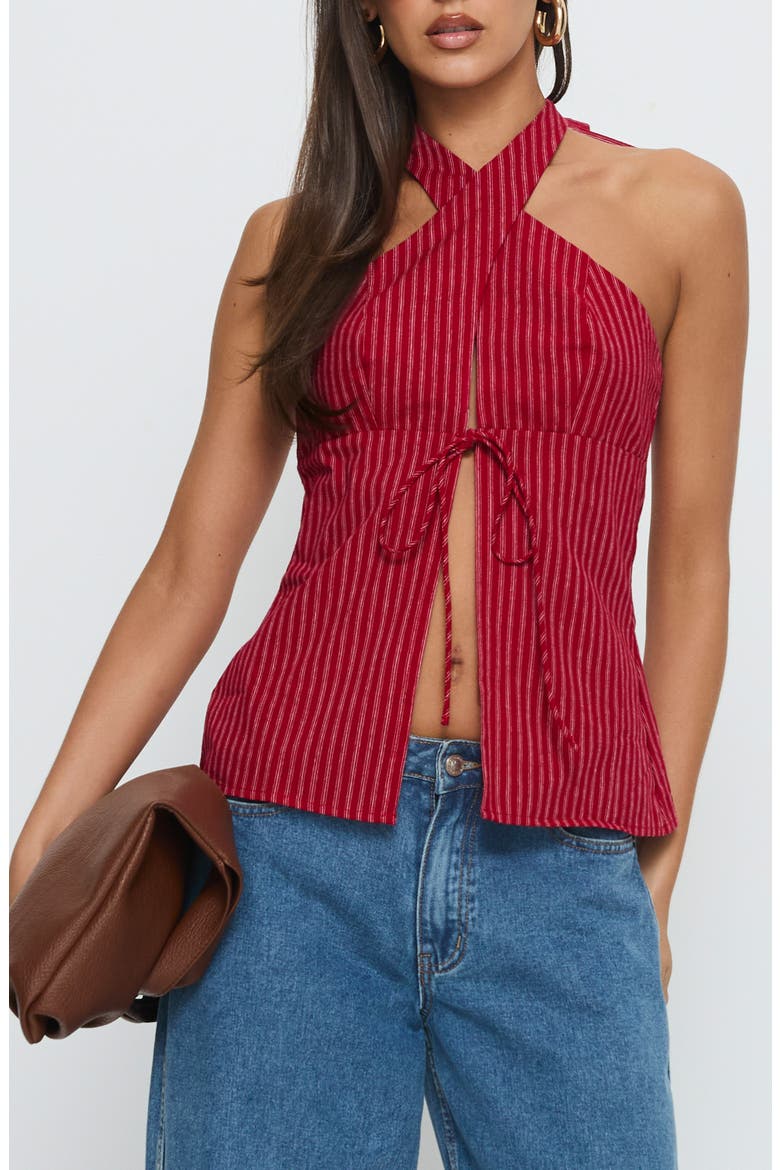 Stripe Cotton Cross Strap Halter Top (Women) | Nordstrom