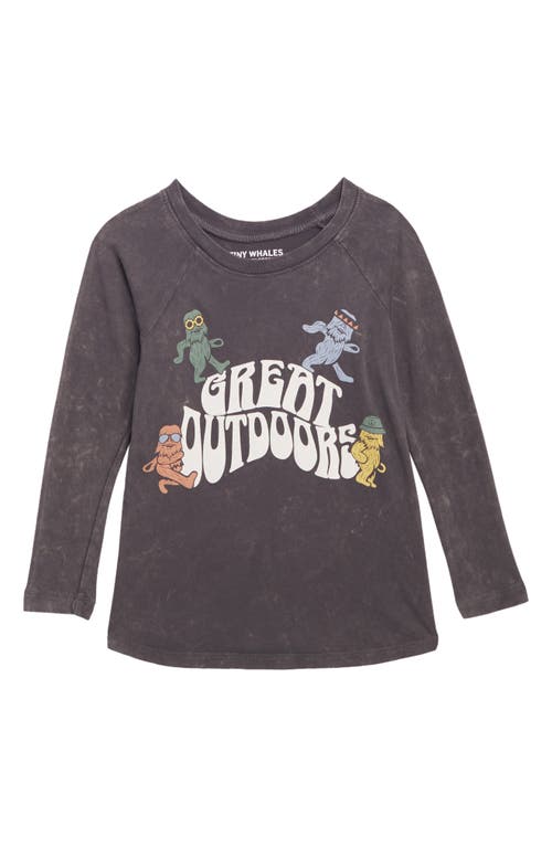 Tiny Whales Kids' Great Outdoors Long Sleeve Graphic T-Shirt in Mineral Black 