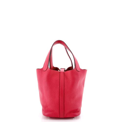 Pre-owned Hermes Hermes Picotin Lock Bag Clemence Pm In Pink