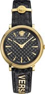 Versace V-Circle Swiss Quartz Snakeskin Embossed Leather Strap Watch, 38mm