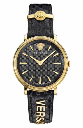 V-Circle Swiss Quartz Snakeskin Embossed Leather Strap Watch, 38mm