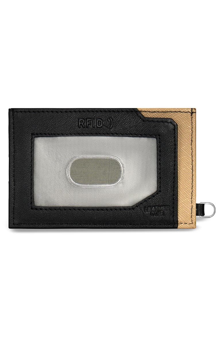 Iconic Leather Card Case, Alternate, color, BLACK/ IVORY