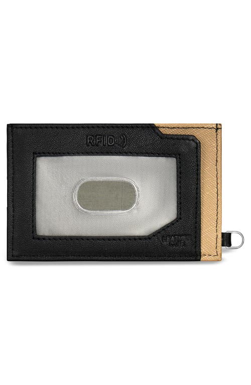 Champs Iconic Leather Card Case In Black/ivory