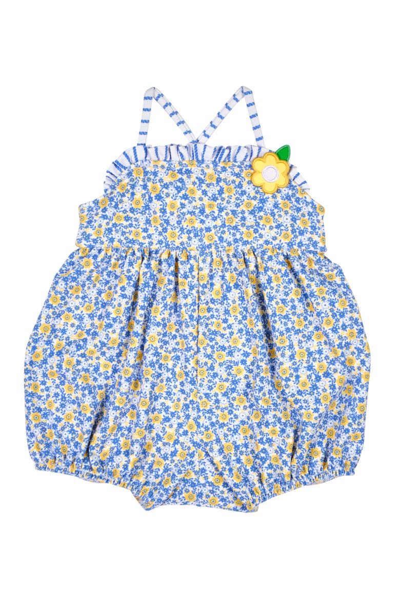 Florence Eiseman Floral Bubble Swimsuit with Flower, Main, color, White/Yellow/Blue