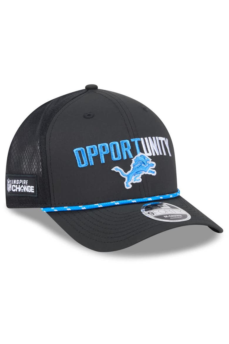 Men's New Era Black Detroit Lions 2025 Inspire Change 9FORTY M-Crown Adjustable Hat, Main, color, Black