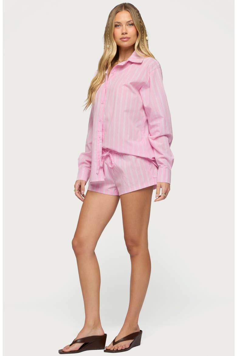 Carmella Stripe Oversize Button-Up Shirt, Alternate, color, PINK