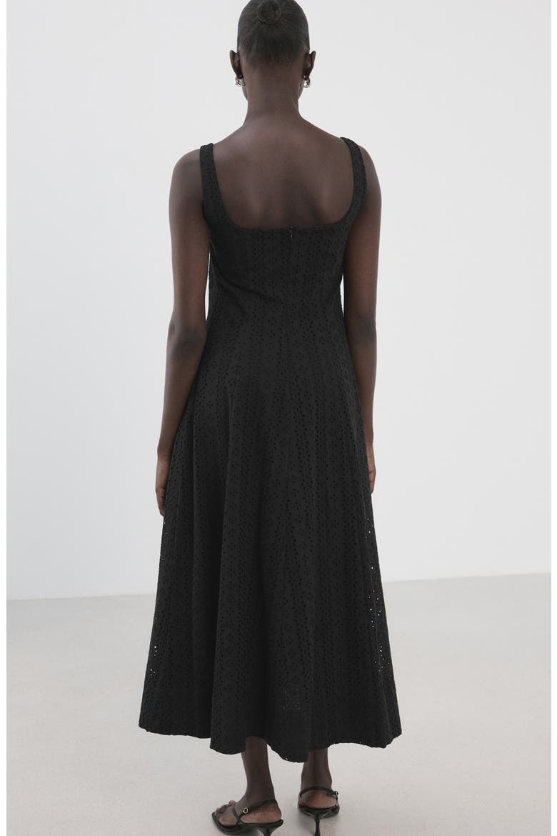 Square Neck Cotton Eyelet Dress, Alternate, color, BLACK