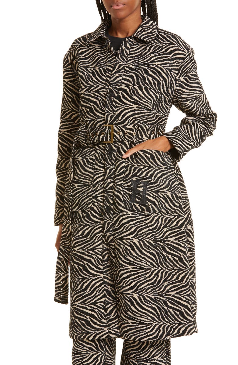HONOR THE GIFT Zebra Print Trench Coat, Alternate, color,