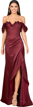 LARA New York Off Shoulder Crepe Gown