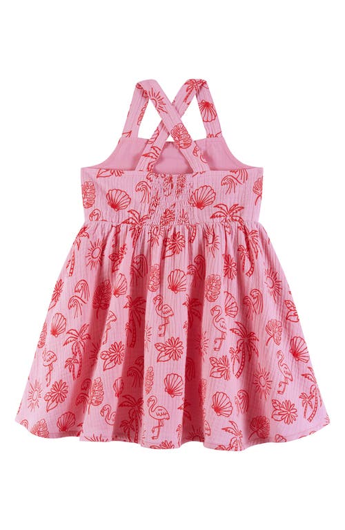 Shop Andy & Evan Kids' Tropical Icon Gauze Dress In Pink
