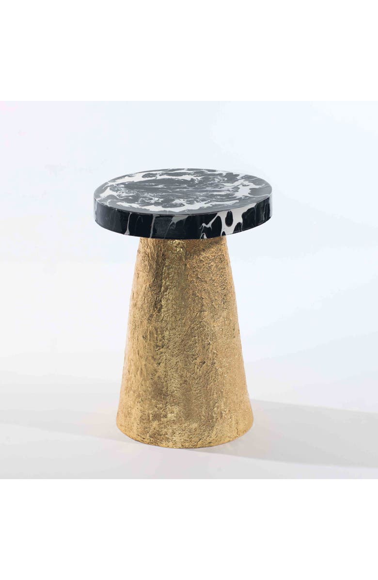 Lunares Bianco Nero Accent Table, Main, color, Gold