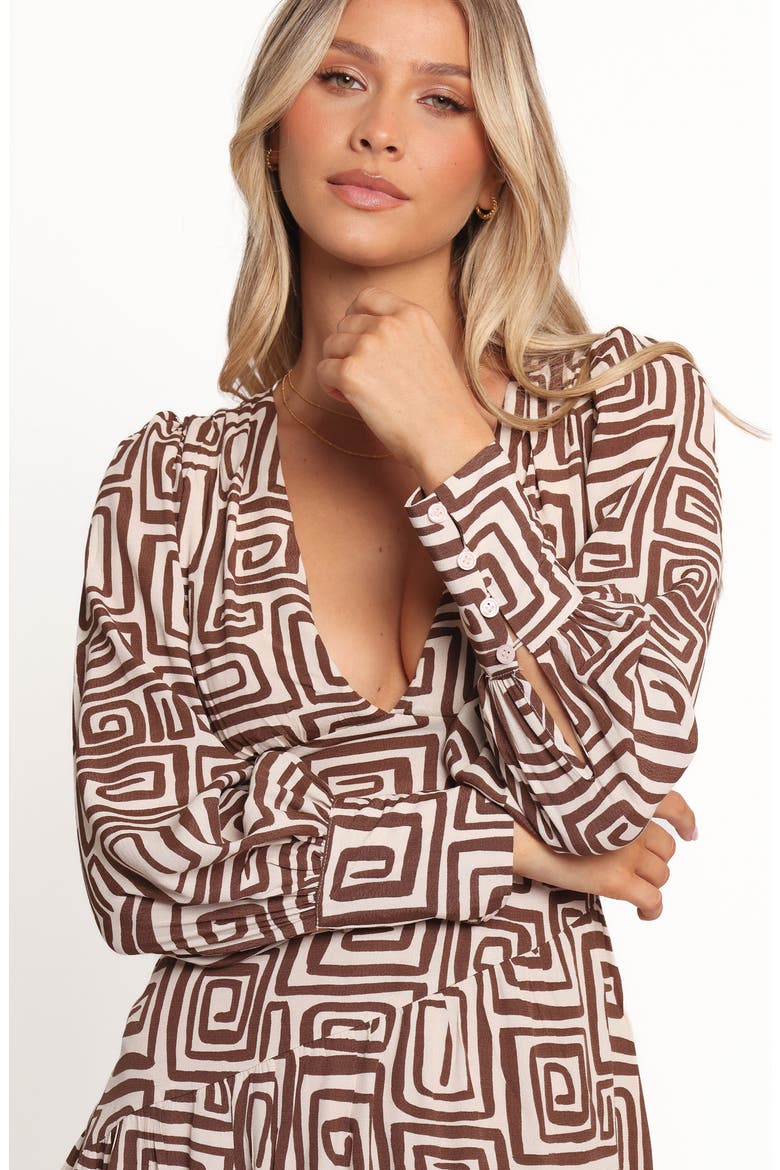 Sheridan Long Sleeve Minidress, Alternate, color, CHOCOLATE BROWN PRINT