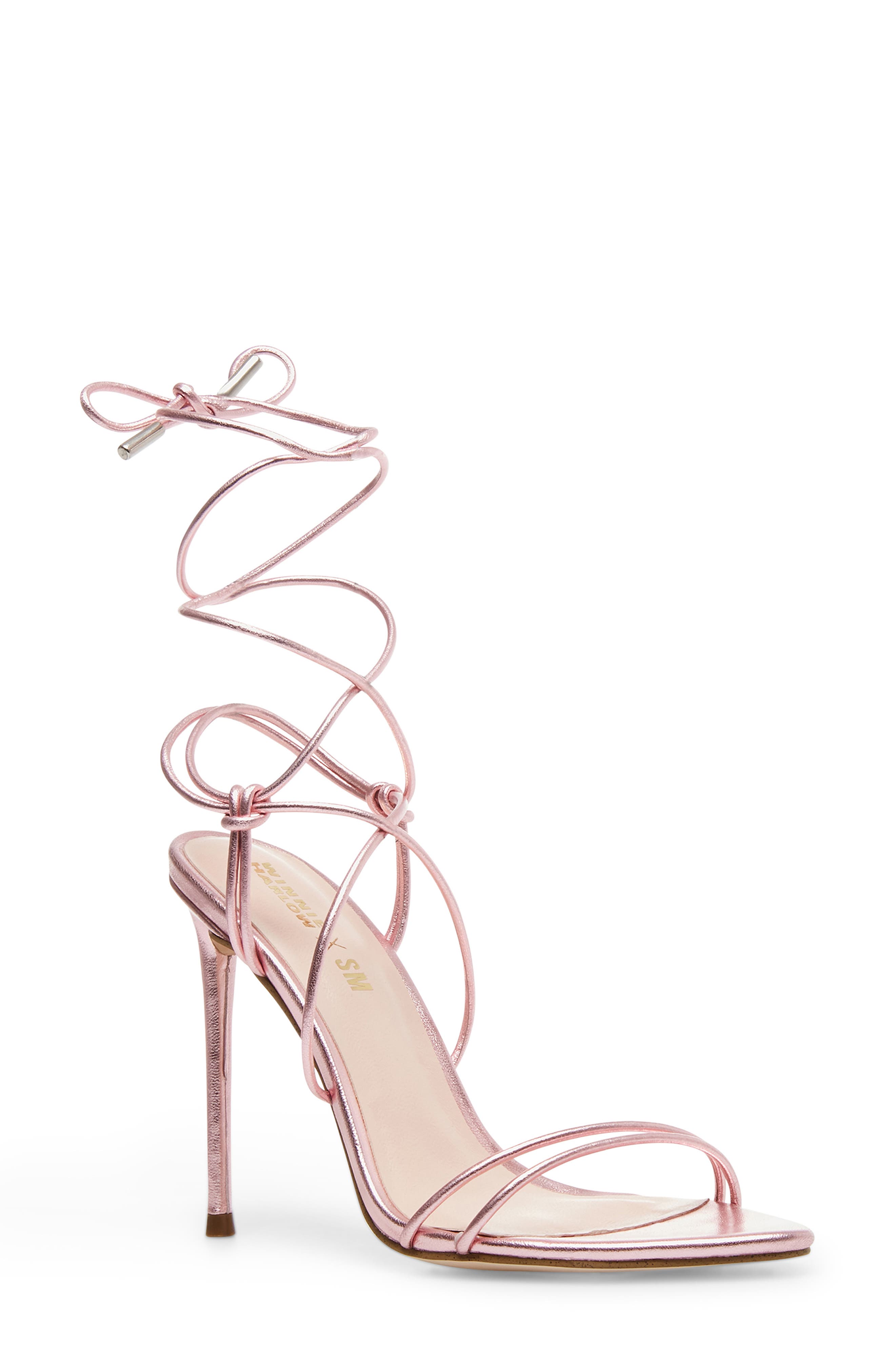 Steve Madden Winnie Harlow x Steve Madden Badgirl Ankle Wrap Stiletto Sandal, Main, color, 