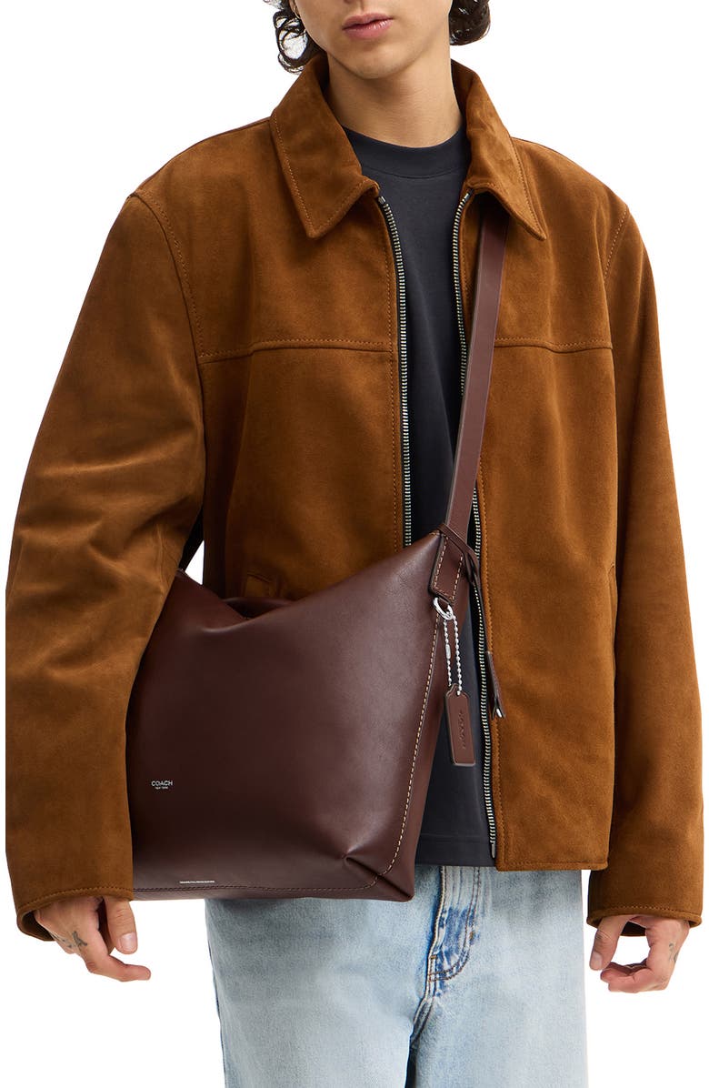 COACH Mott Leather Messenger Bag, Alternate, color, Maple