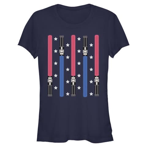 Junior's Star Wars Festive Lightsabers  Graphic T-Shirt