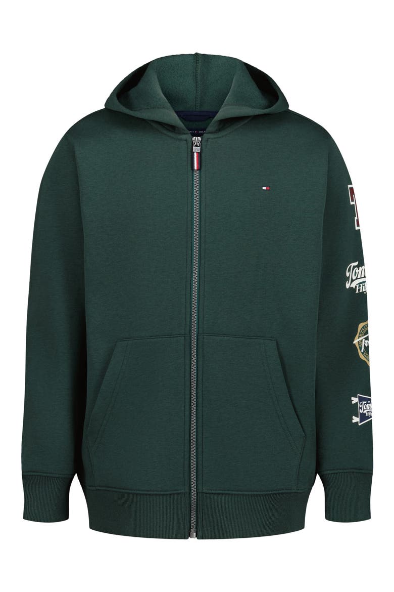 Kids' Collegiate Stack Zip Hoodie, Main, color, JUNE BUG