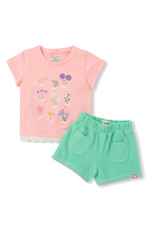 Kids' Blossom Eyelet Cotton T-Shirt & Terry Shorts Set (Baby & Toddler)