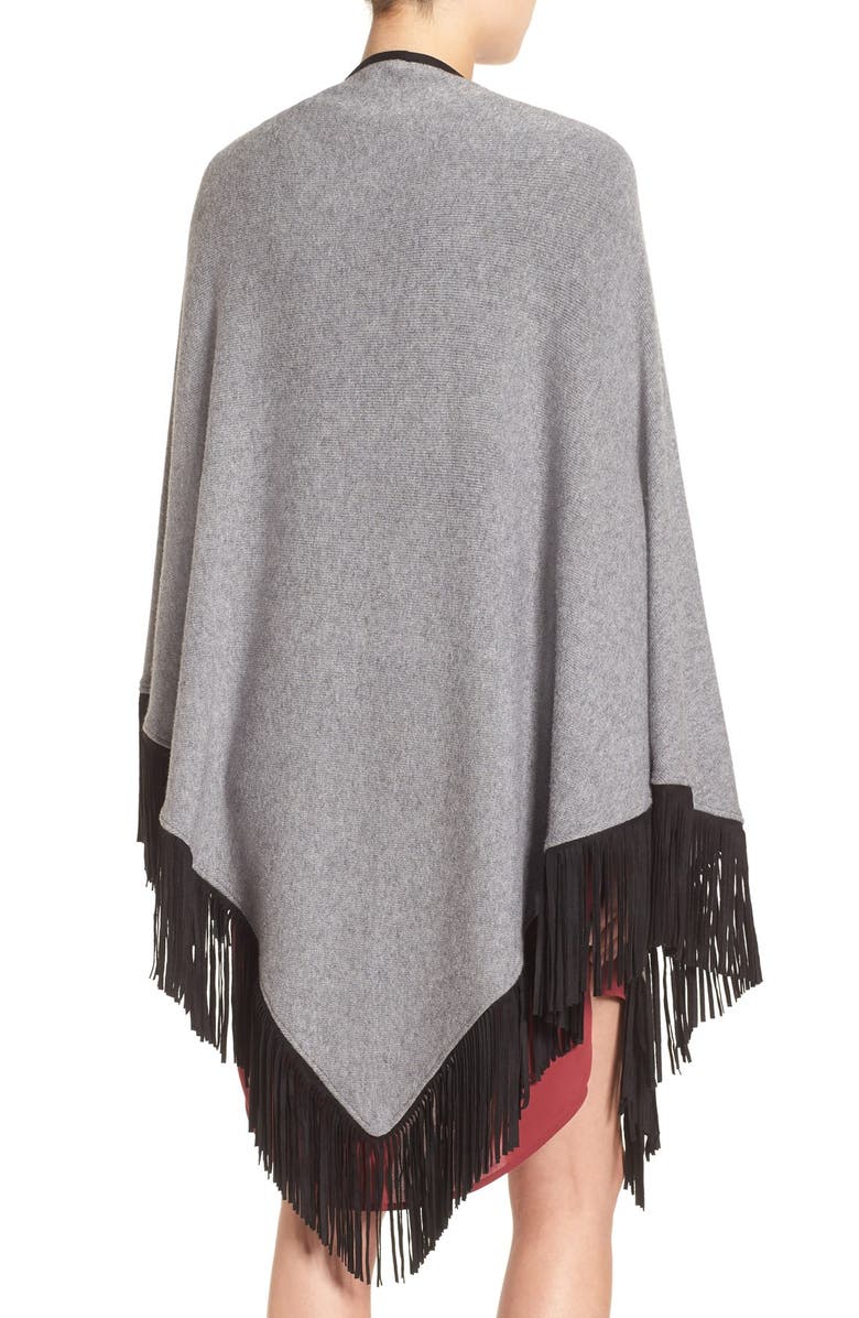 La Fiorentina Faux Suede Fringe Cape, Alternate, color, 