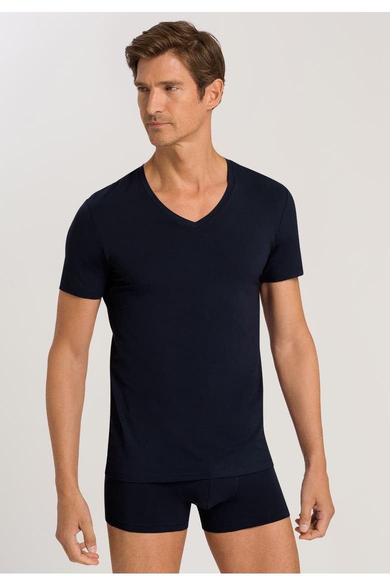 Cotton Superior Fitted V-Neck Cotton T-Shirt, Alternate, color, Midnight Navy