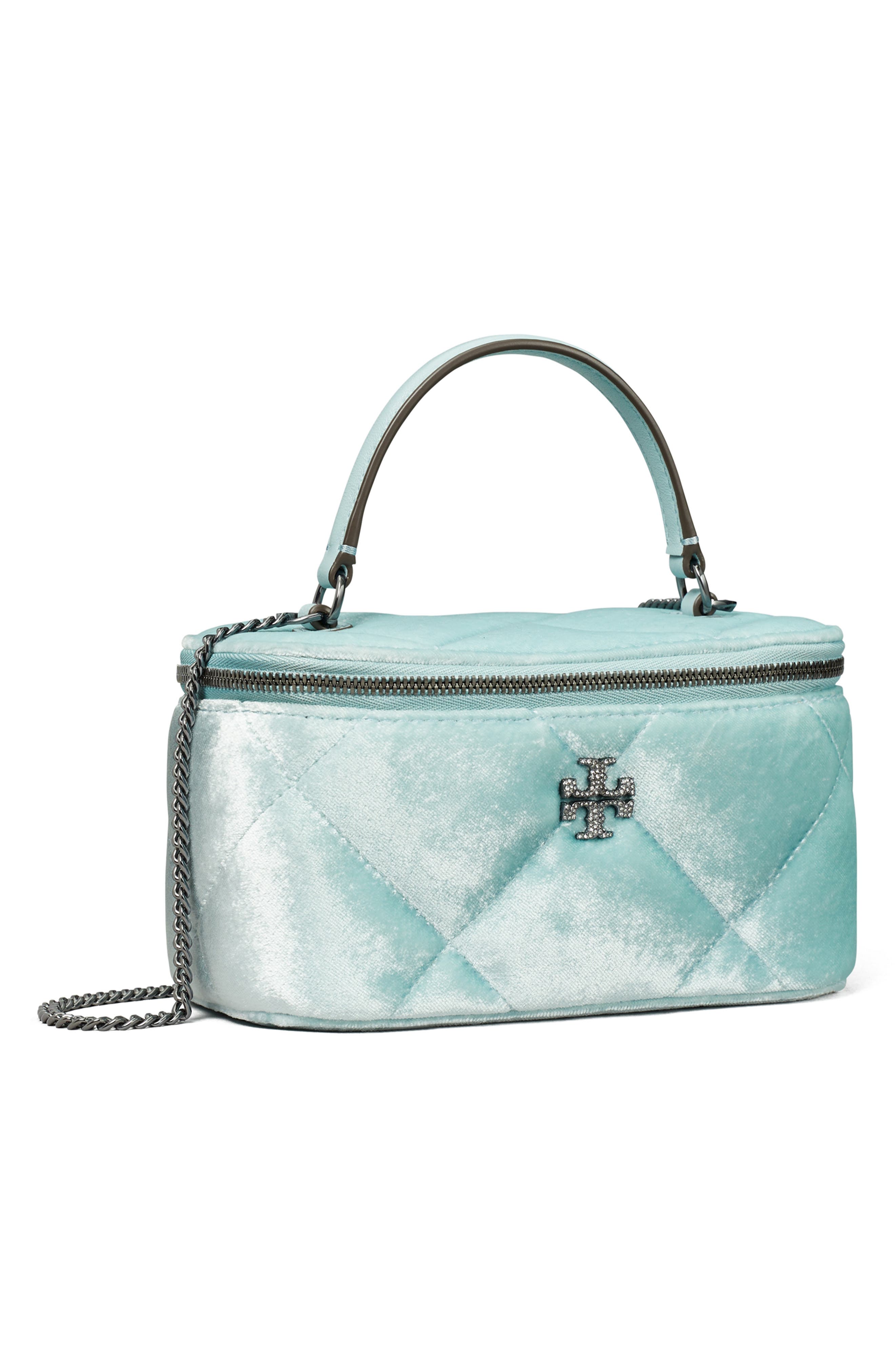 Tory Burch Kira Quilted Velvet Vanity Case, Alternate, color, 