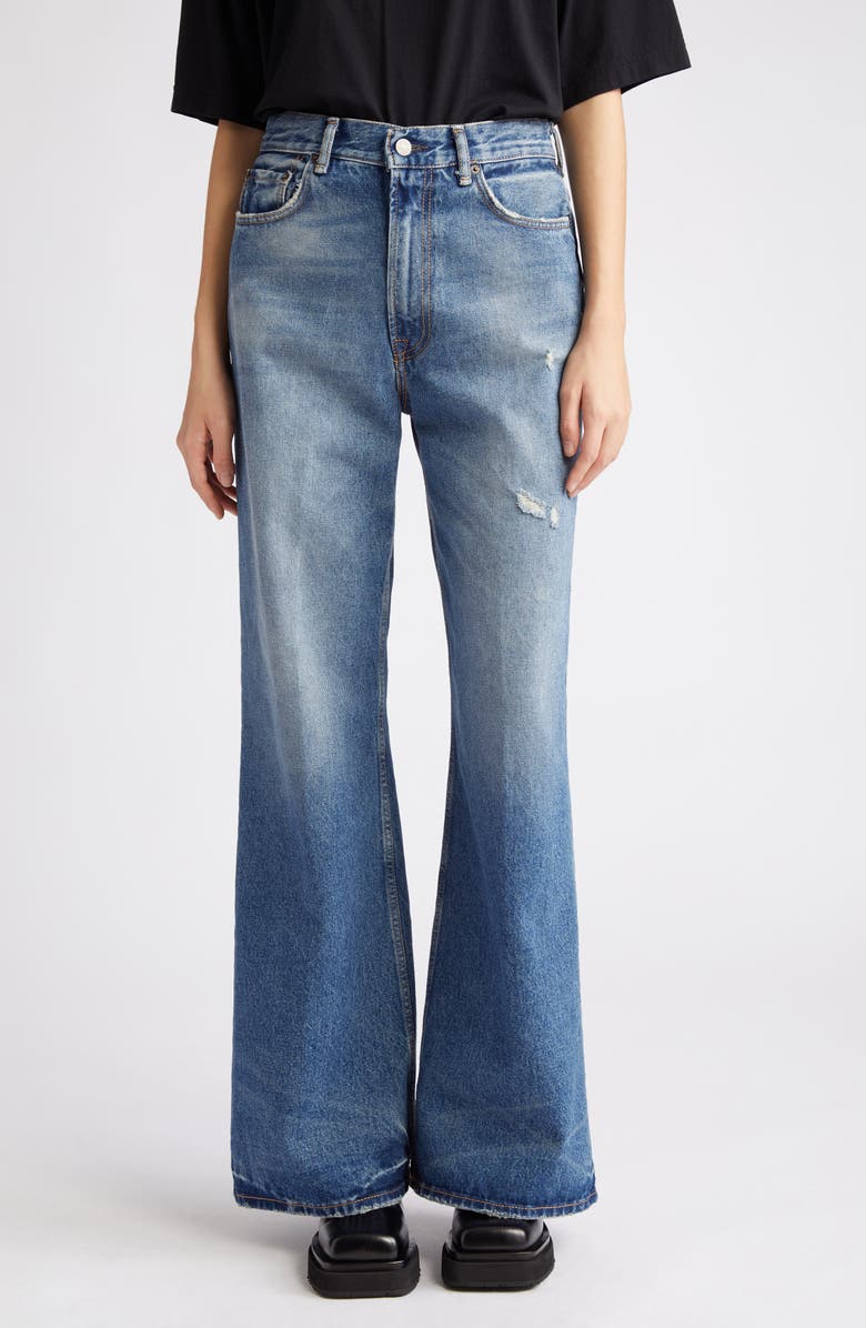Acne Studios 2022 Organic Cotton Denim Wide Leg Jeans, Main, color, Mid Blue