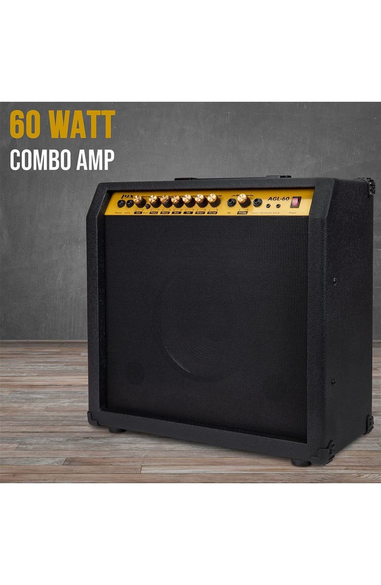 Lyxpro 60 Watt Electric Guitar Amplifier with 10, 4-Ohm Speaker, Microphone Inputs & More, Alternate, color, Black