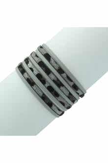 OLIVIA WELLES Demi Gold Plated Faux Leather Leopard Magnetic Bracelet