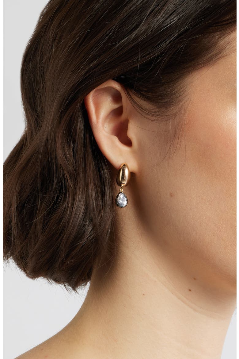 Georgian Cubic Zirconia Curved Hoop Earrings, Alternate, color, CLEAR- BLACK- GOLD