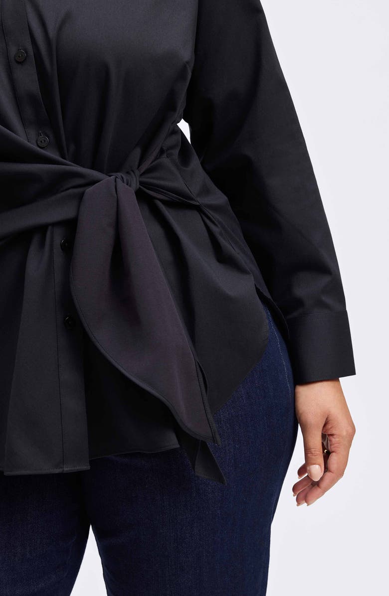 Foxcroft Carla Tie Cuff Cotton Blend Popover Top, Alternate, color, 