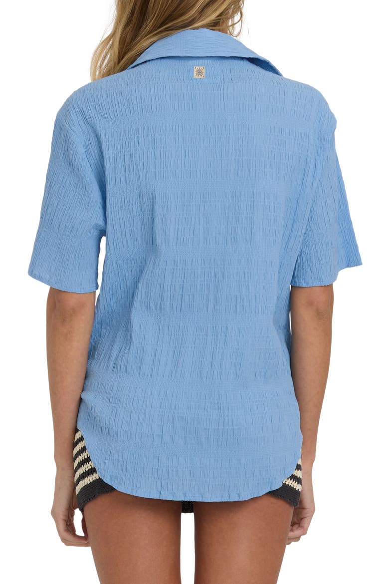 Laura Oversize Short Sleeve Cotton Button-Up Shirt, Alternate, color, BLEACHED ROAD