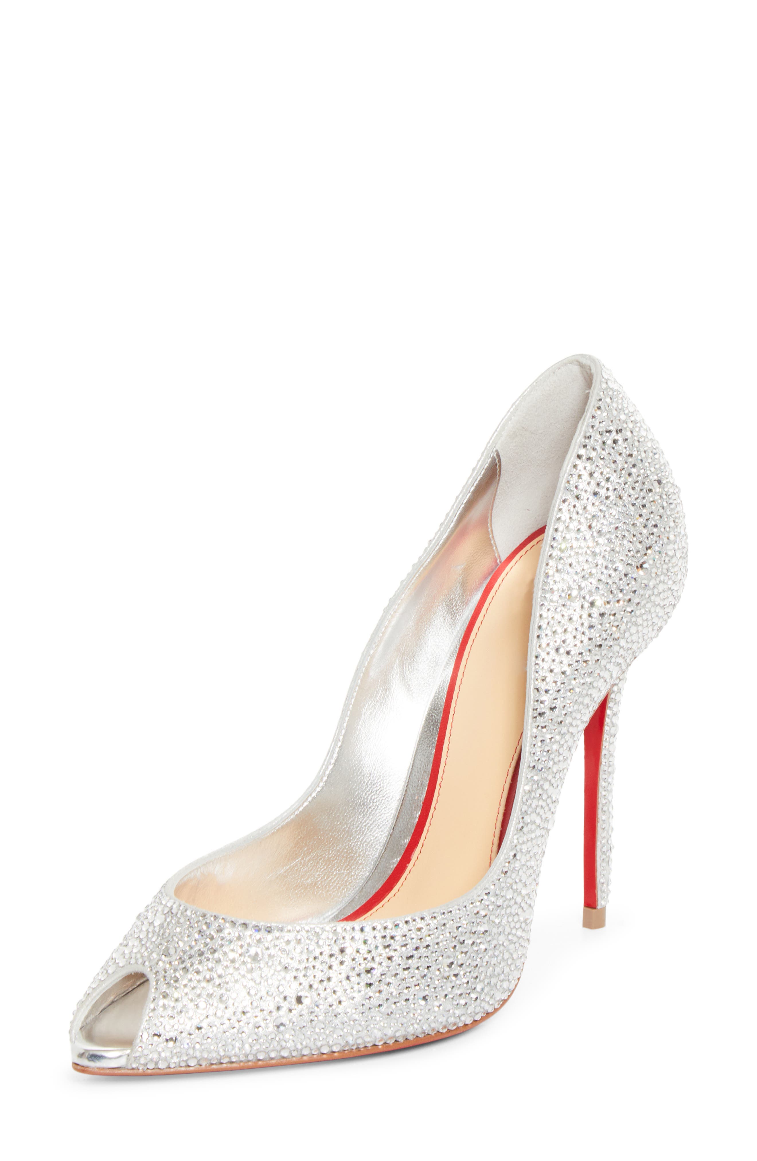 La Pigapeep Strass Leather Pump, Main, color, S211 SILVER/ LIN SILVER