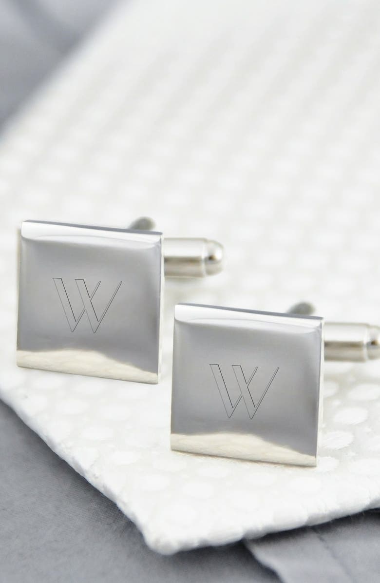 Cathy's Concepts Monogram Square Cuff Links, Main, color, 