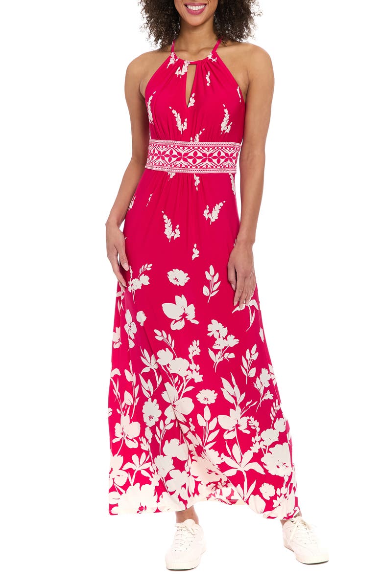 London Times Morris Floral Maxi Sundress, Main, color, Berry/ Ivory