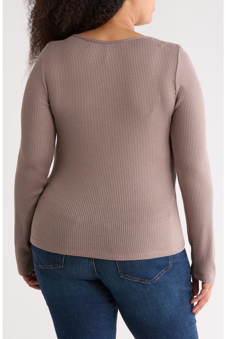 Long Sleeve Ribbed Top, Alternate, color, MOCHA