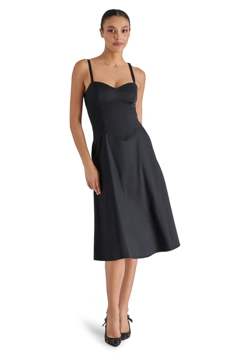 Aster Sleeveless Stretch Cotton Fit & Flare Dress, Alternate, color, BLACK