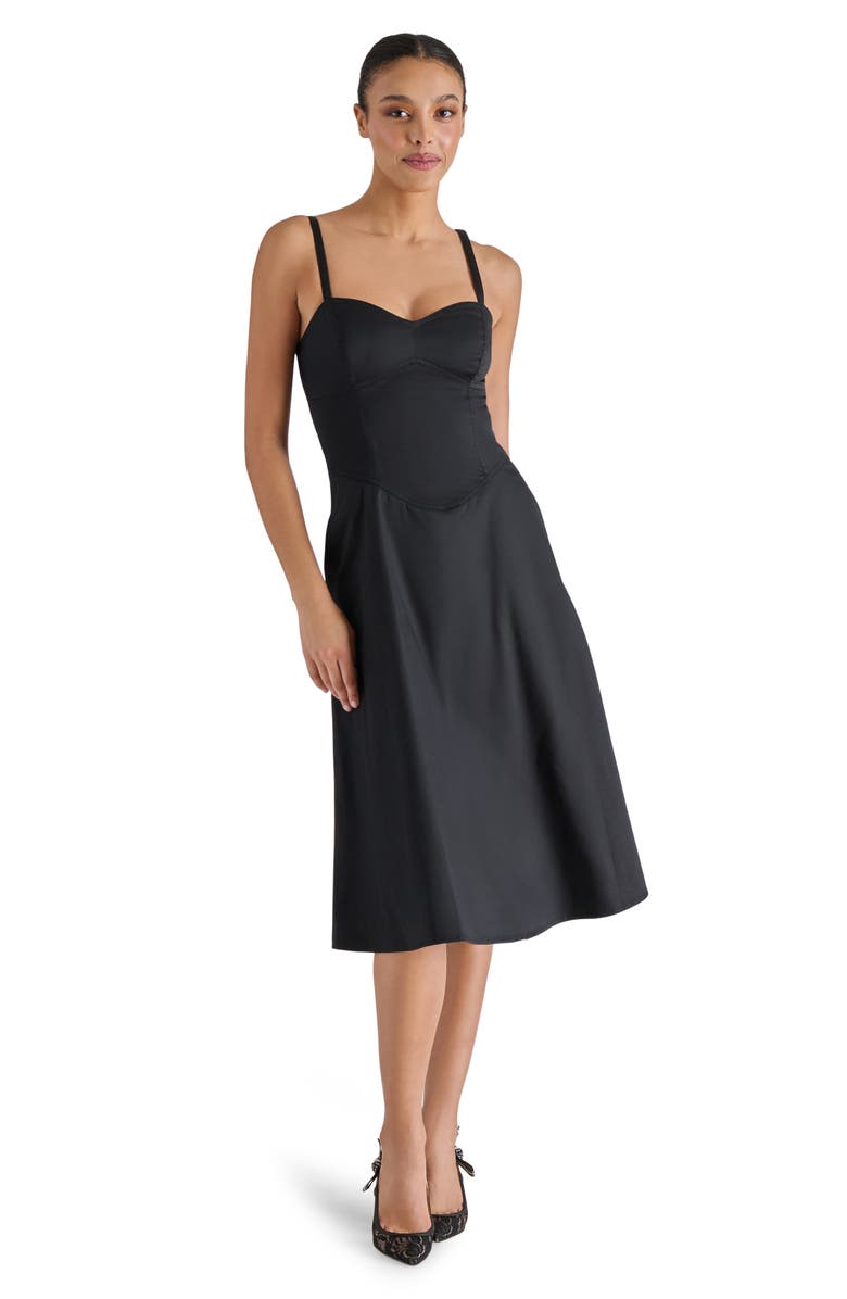 Steve Madden Aster Sleeveless Stretch Cotton Fit & Flare Dress, Alternate, color, Black