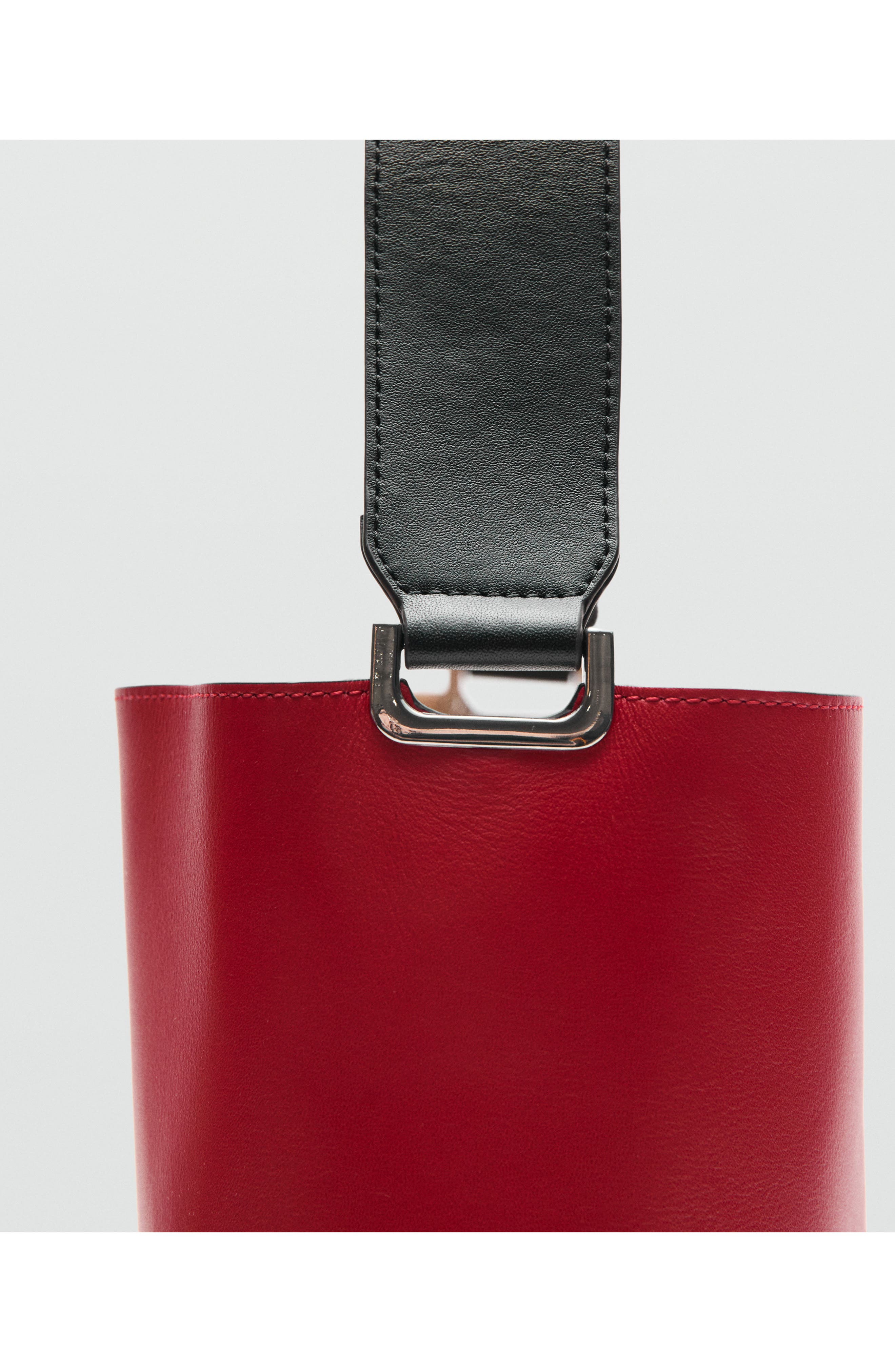 MANGO Two-Tone Leather Shoulder Bag, Alternate, color, Red