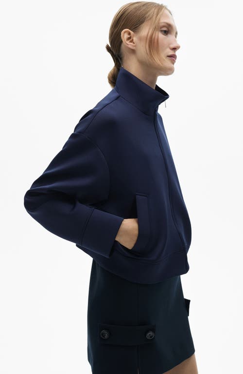 Mango Crop Bomber Jacket In Dark Navy