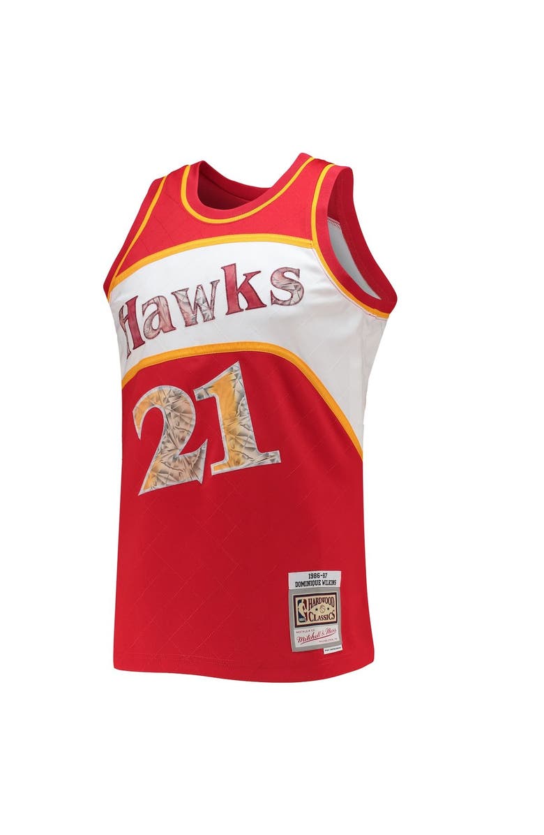 Mitchell & Ness Men's Mitchell & Ness Dominique Wilkins Red Atlanta Hawks 1996-97 Hardwood Classics NBA 75th Anniversary Diamond Swingman Jersey, Alternate, color,