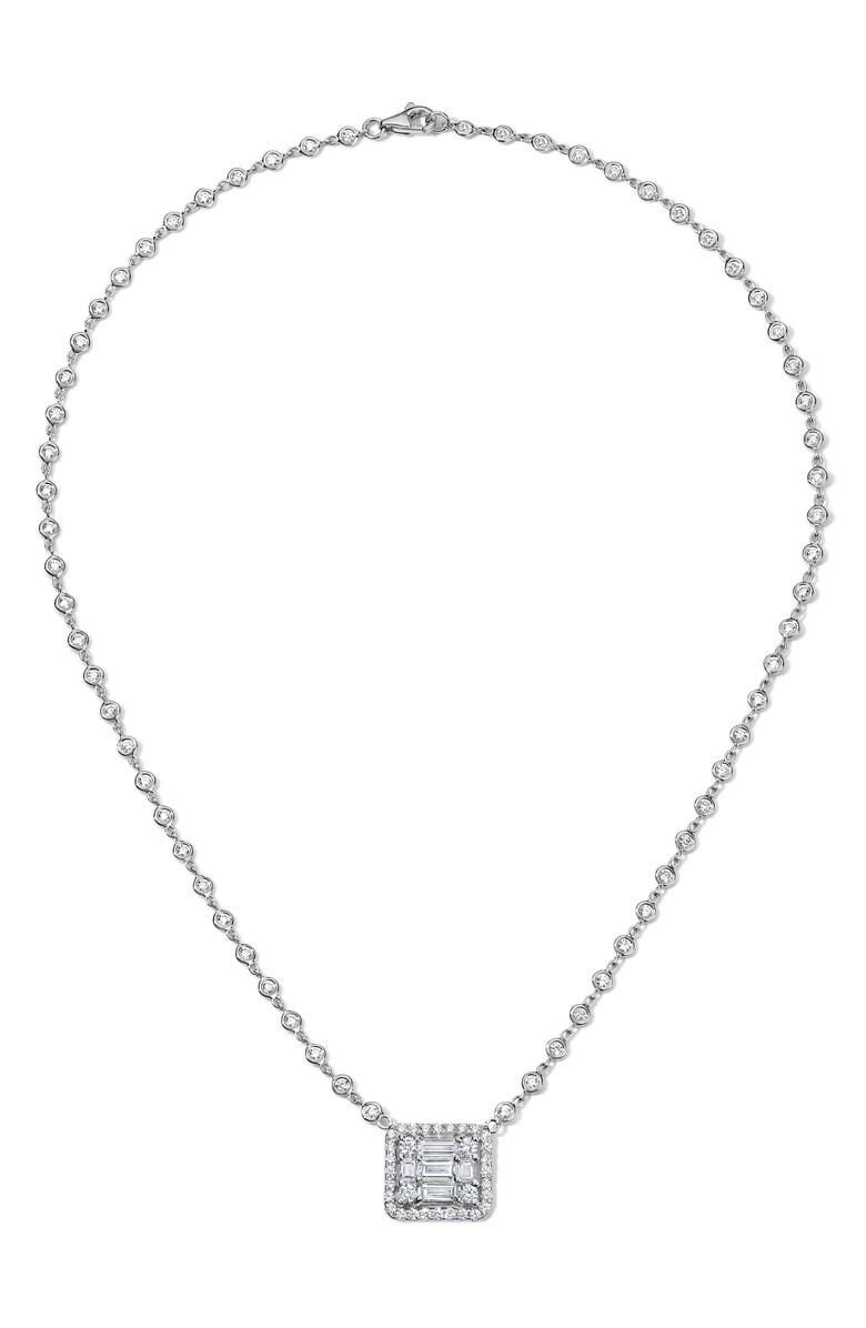 Mindi Mond Clarity³ All Diamond Halo Cube 18K White Gold Pendant Necklace, Alternate, color, 18K White Gold