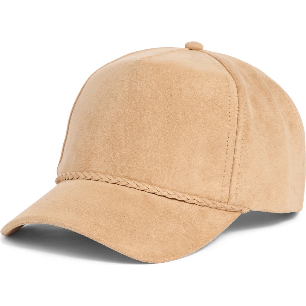 David & Young Faux Suede Baseball Cap In Gold