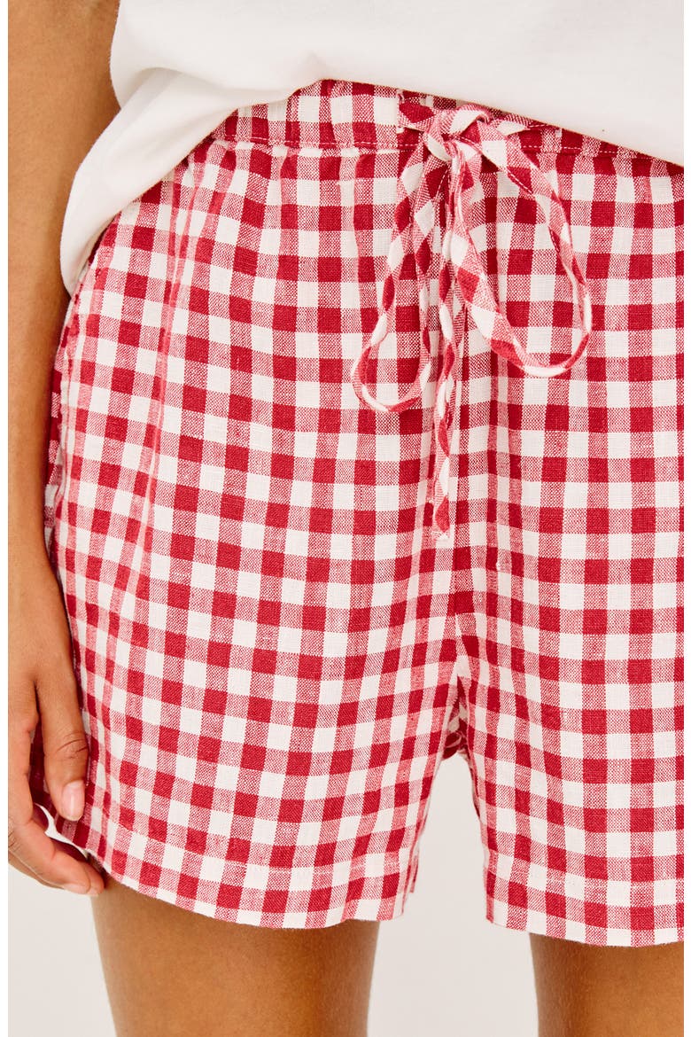 Jenner Gingham Pull-On Linen Shorts, Alternate, color, PICNIC CHECK