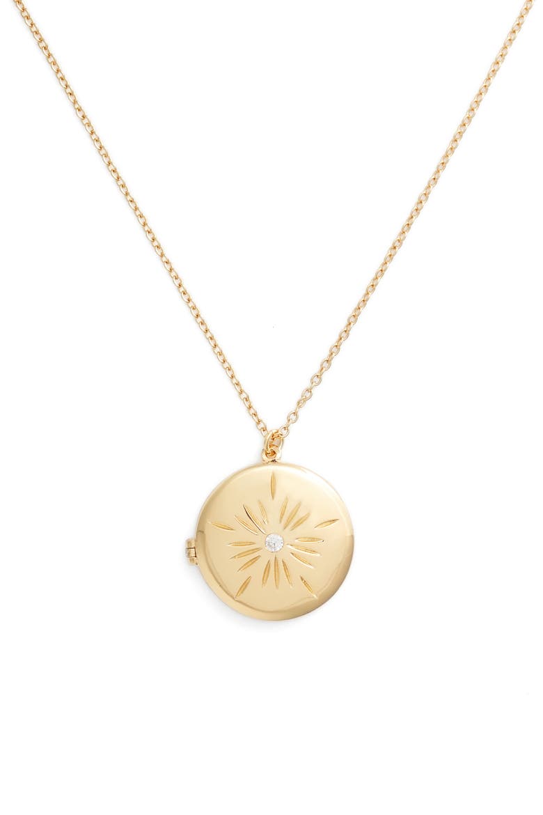 Flower Locket Necklace, Alternate, color, YELLOW GOLD