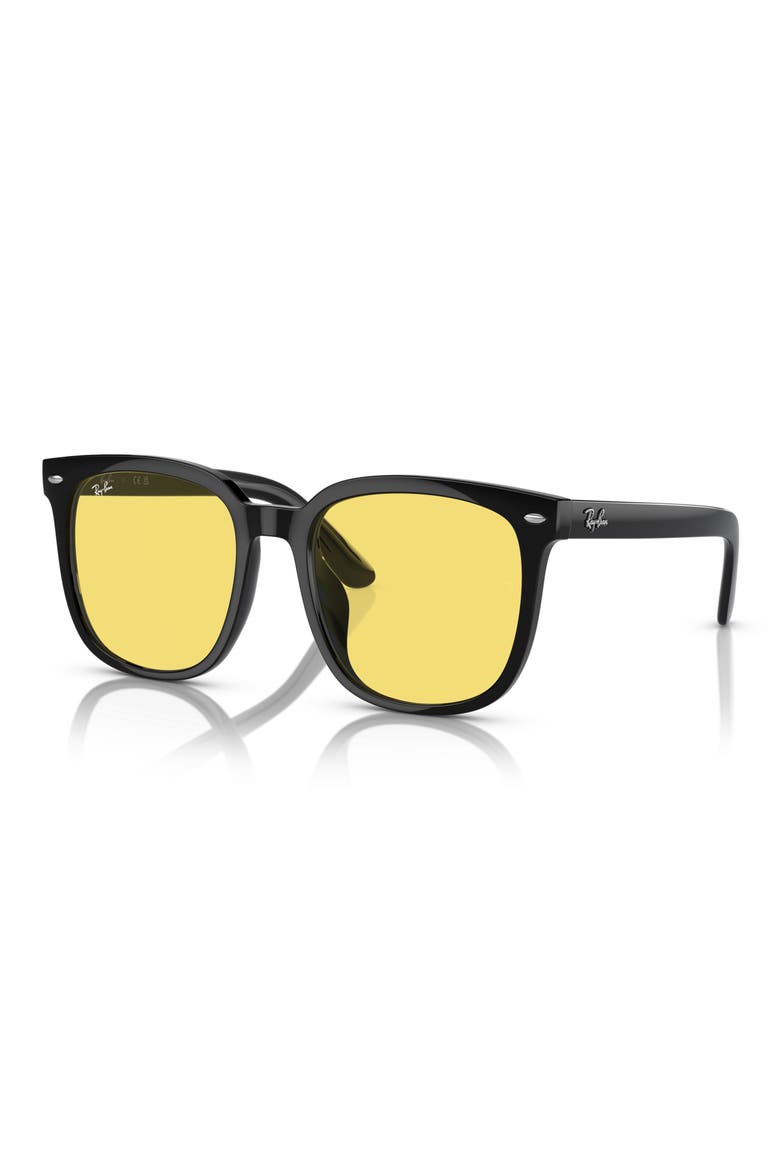 57mm Square Sunglasses, Alternate, color, BLACK / YELLOW