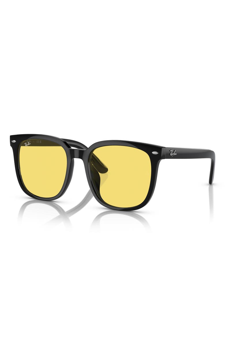 Ray-Ban 57mm Square Sunglasses, Alternate, color, Black / Yellow