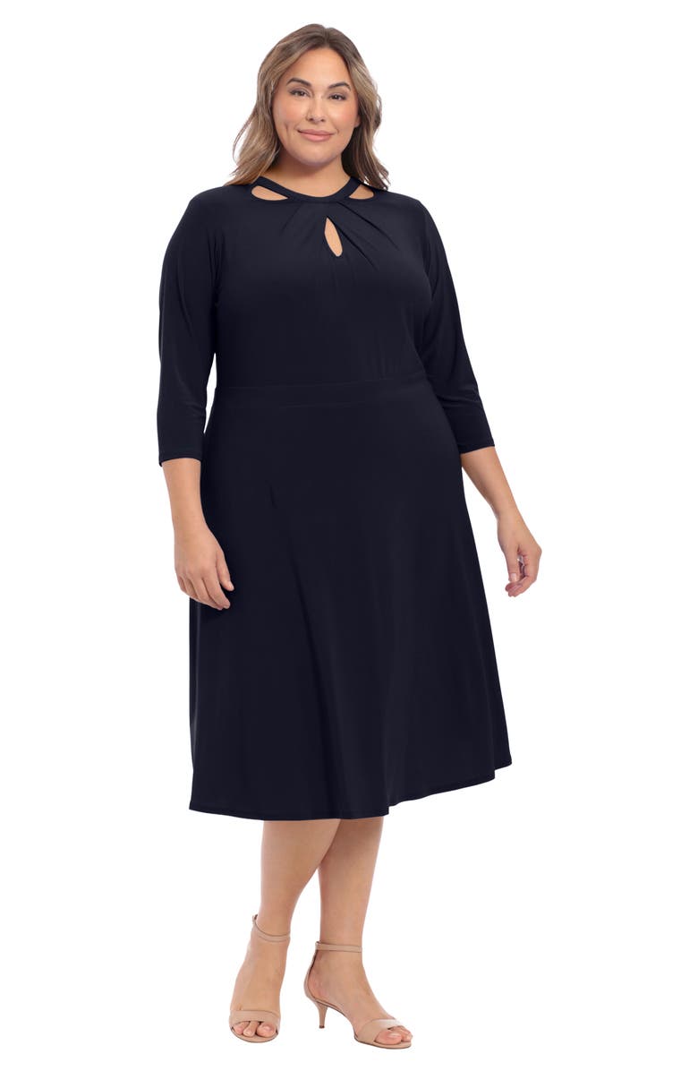 London Times Keyhole Midi Fit & Flare Dress, Alternate, color, 