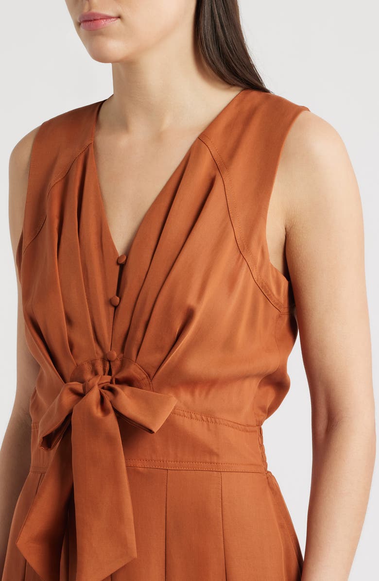 CIEBON Seville Tie Waist Romper, Alternate, color, Terra Cotta