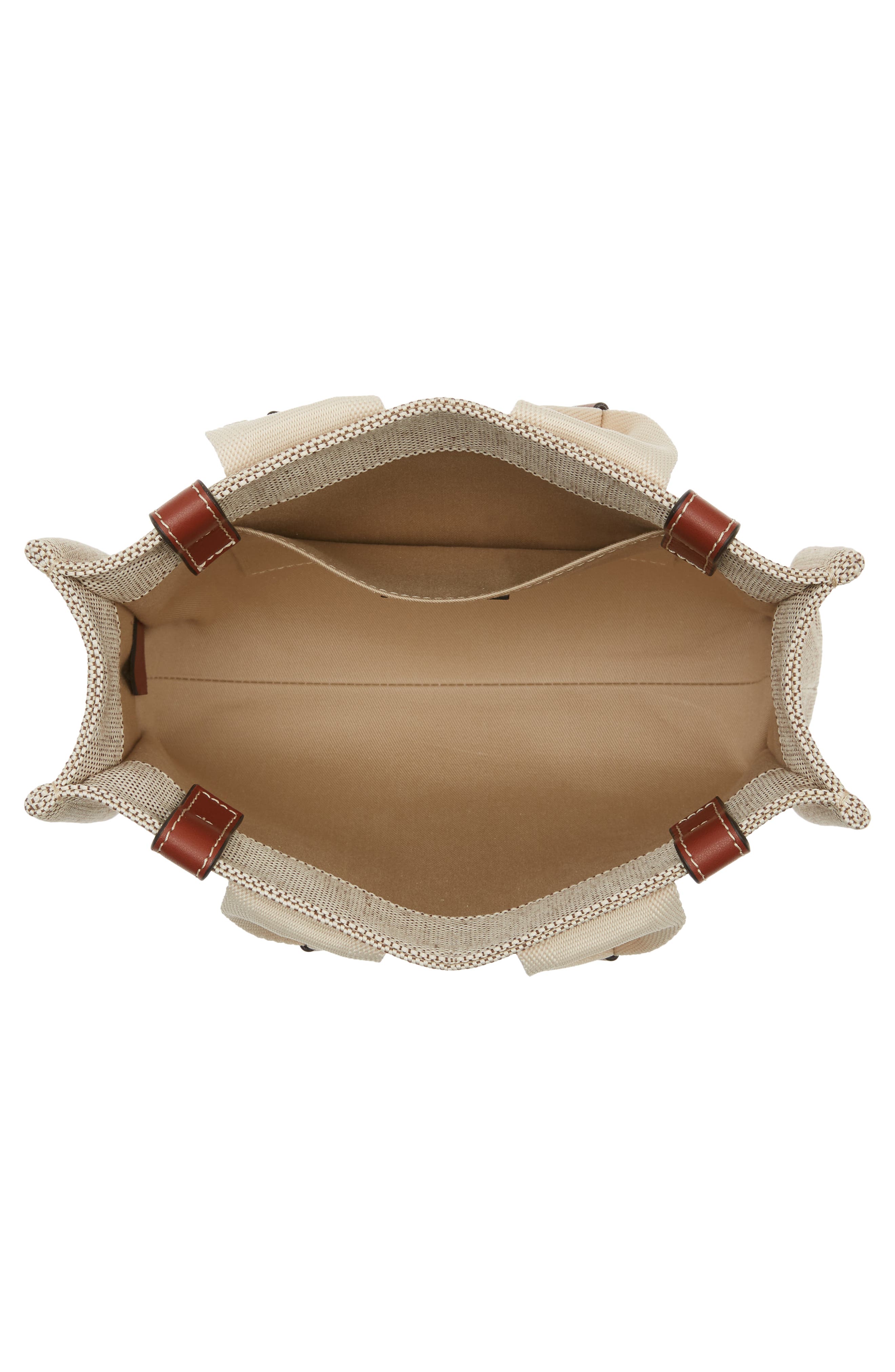 Mini Woody Logo Strap Canvas Tote, Alternate, color, WHITE-BROWN